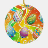 Happy Easter Eggs Festive Pattern Keramik Ornament (Vorne)