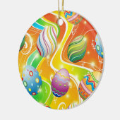 Happy Easter Eggs Festive Pattern Keramik Ornament (Links)
