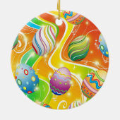 Happy Easter Eggs Festive Pattern Keramik Ornament (Hinten)