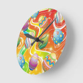 Happy Easter Eggs Festive Pattern Runde Wanduhr (Winkel)