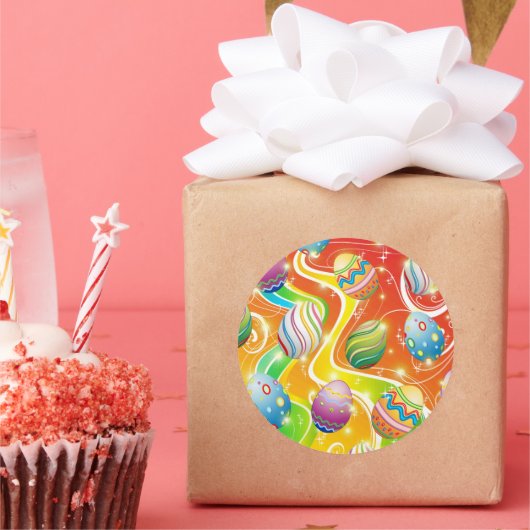 Happy Easter Eggs Festive Pattern Runder Aufkleber (Party)