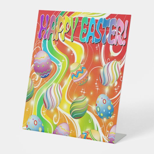 Happy Easter Eggs Festive Pattern Sockelschild (Vorderseite)