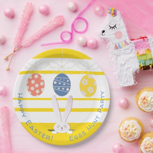 Happy Easter Eggs Hunt Party Niedlich Bunny Pappteller (Party)