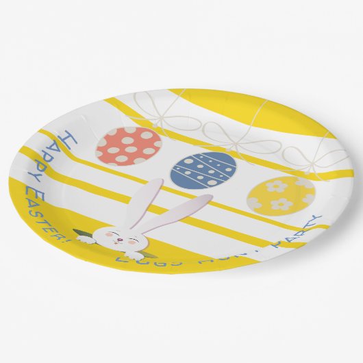 Happy Easter Eggs Hunt Party Niedlich Bunny Pappteller (Schrägansicht)