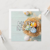 Happy Easter Eggs & Niedlich Blasket Karte (Vorderseite/Rückseite Beispiel)