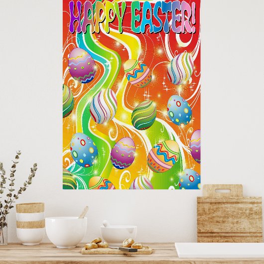 Happy Easter Eggs Ornamental Design Poster (Küche)