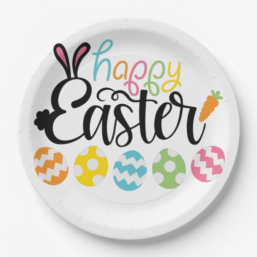 Happy Easter Eggs Pappteller (Vorderseite)