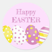 Happy Easter Eggs Pink Background Runder Aufkleber (Vorderseite)