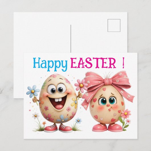 Happy Easter Eggs  Postkarte (Vorne/Hinten)