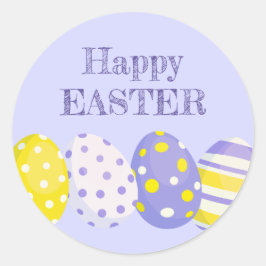 Happy Easter Eggs Purple Background Runder Aufkleber