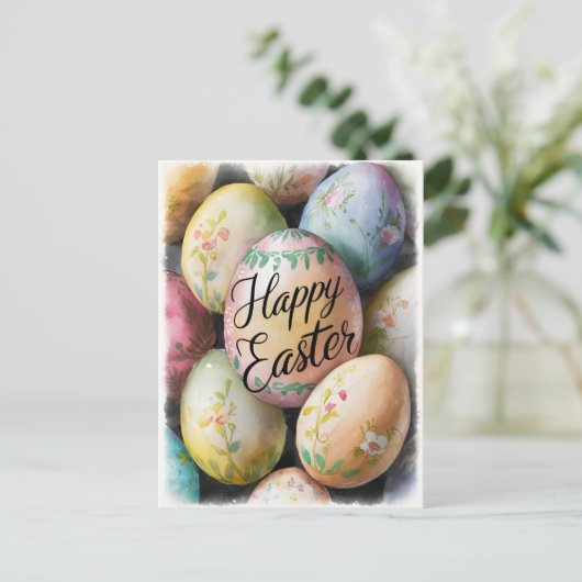 Happy Easter Eier Postkarte (Stehend Vorderseite)