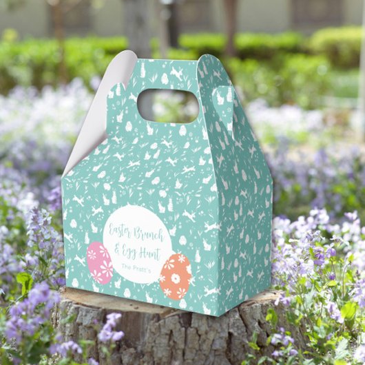 Happy Easter Eigen Jagd türkis Hand gezeichnet Geschenkschachtel