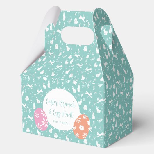 Happy Easter Eigen Jagd türkis Hand gezeichnet Geschenkschachtel (Vorderseite)