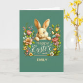 Happy Easter Elegant Bunny Floral Spring Design Karte (Gelbe Blume)