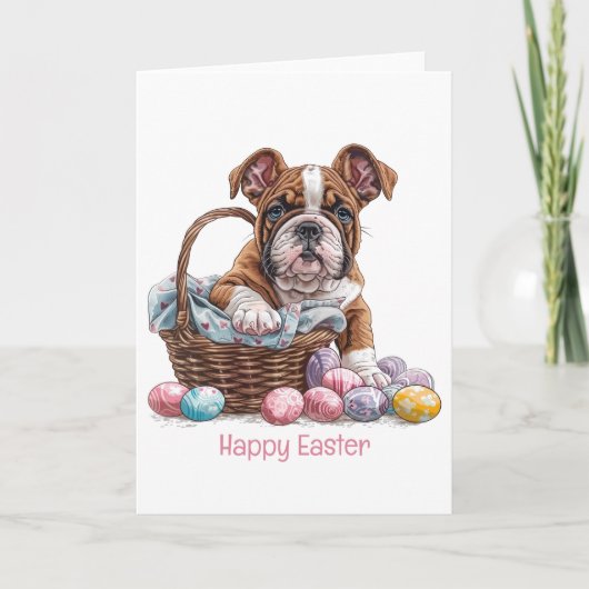 Happy Easter English Bulldogs Feiertagskarte (Vorderseite)