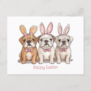 Happy Easter English Bulldogs Feiertagspostkarte