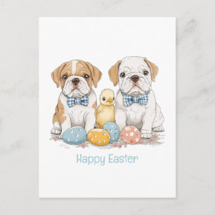 Happy Easter English Bulldogs Feiertagspostkarte