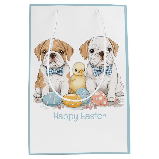 Happy Easter English Bulldogs Mittlere Geschenktüte (Vorderseite)
