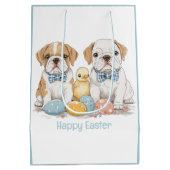 Happy Easter English Bulldogs Mittlere Geschenktüte (Rückseite)