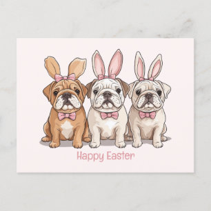 Happy Easter English Bulldogs Postkarte