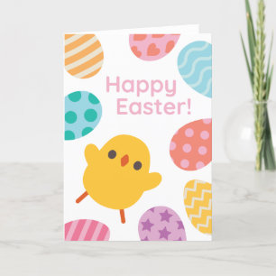 Happy Easter! Excited Yellow Baby Chick Feiertagskarte