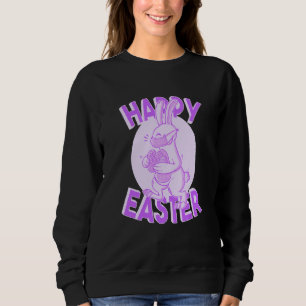 Happy Easter Face Mask Bunny Pastel Lila Sweatshirt
