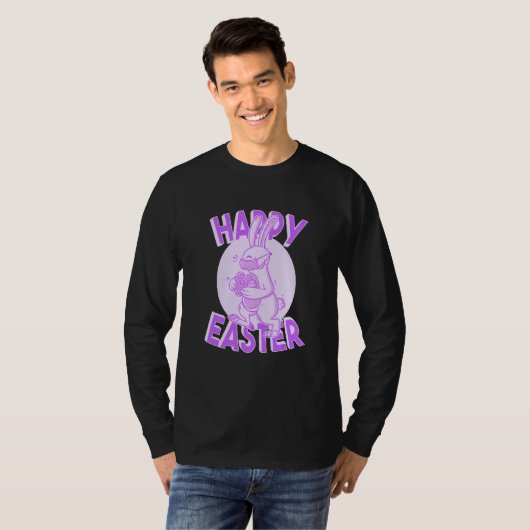 Happy Easter Face Mask Bunny Pastel Lila T-Shirt (Vorne ganz)