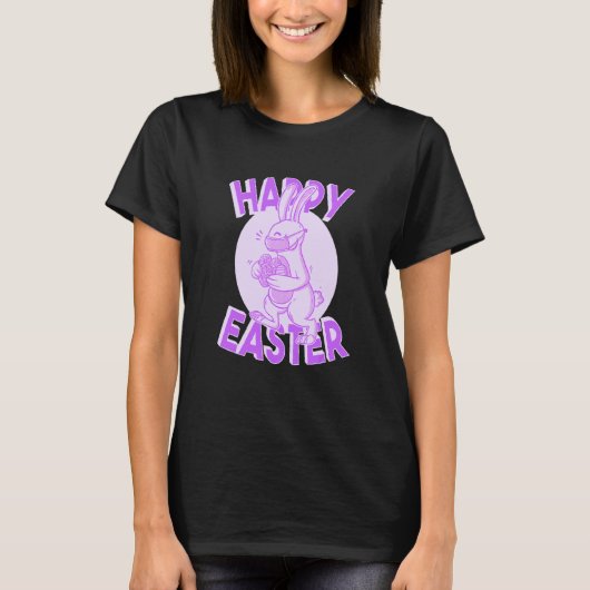 Happy Easter Face Mask Bunny Pastel Lila T-Shirt (Vorderseite)