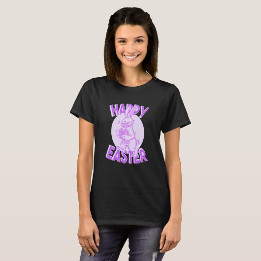 Happy Easter Face Mask Bunny Pastel Lila T-Shirt (Vorne ganz)