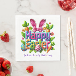Happy Easter Family Gathering Colorful Serviette