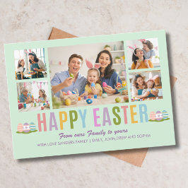 Happy Easter Family Photo Collage Green Einladung