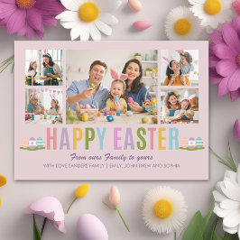 Happy Easter Family Photo Collage Pink Einladung