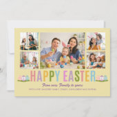 Happy Easter Family Photo Collage Yellow Einladung (Vorderseite)