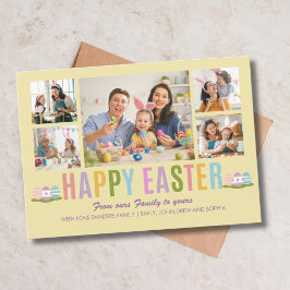 Happy Easter Family Photo Collage Yellow Einladung