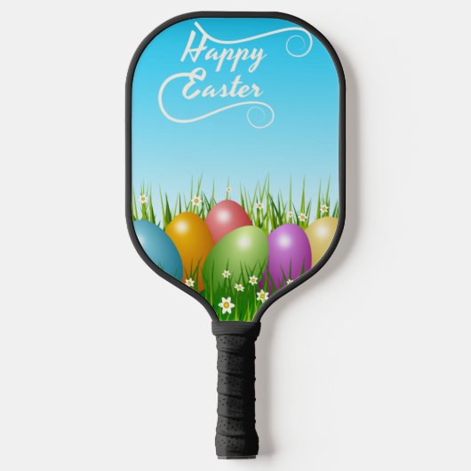 "HAPPY EASTER" - FARBHAFTE OSTEREIER PICKLEBALL SCHLÄGER (Vorderseite)