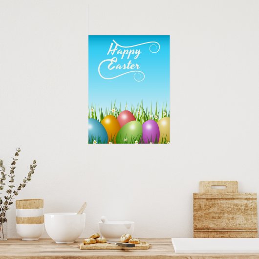 "HAPPY EASTER" - FARBHAFTE OSTEREIER POSTER (Küche)