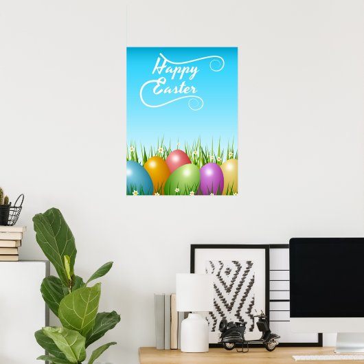"HAPPY EASTER" - FARBHAFTE OSTEREIER POSTER (Heimbüro)