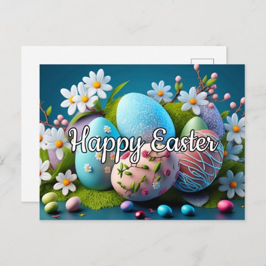 Happy Easter Festivals Decoration Eier Postkarte (Vorne/Hinten)