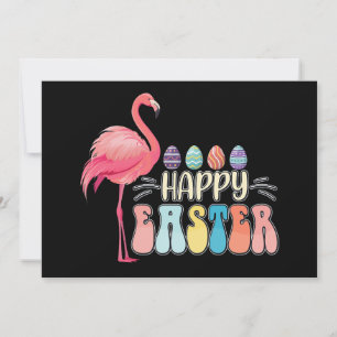 Happy Easter Flamingo Bunny Egg Basket Einladung