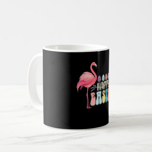 Happy Easter Flamingo Bunny Egg Basket Kaffeetasse (Vorderseite Links)