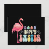 Happy Easter Flamingo Bunny Egg Basket Postkarte (Vorne/Hinten)