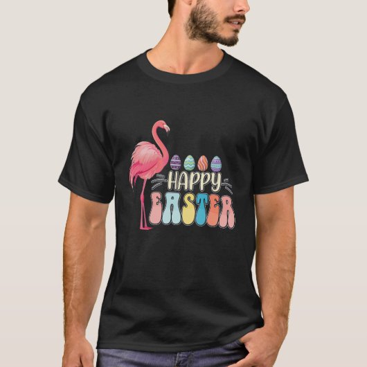 Happy Easter Flamingo Bunny Egg Basket T-Shirt (Vorderseite)