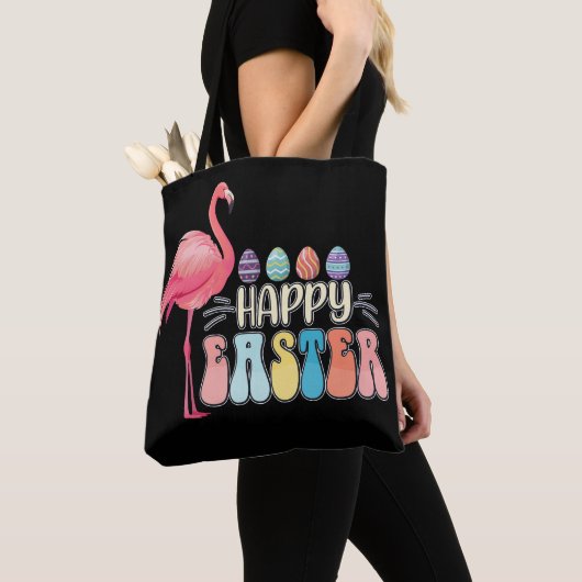 Happy Easter Flamingo Bunny Egg Basket Tasche (Von Nahem)
