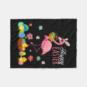 Happy Easter Flamingo mit Ostereier Bysket Hunti Fleecedecke (Vorderseite (Horizontal))