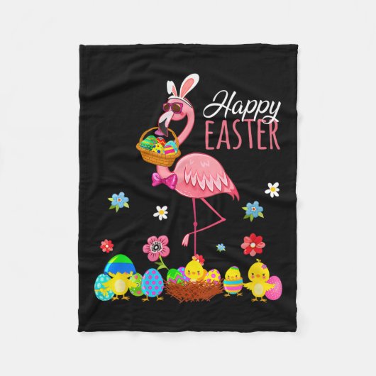 Happy Easter Flamingo mit Ostereier Bysket Hunti Fleecedecke (Vorderseite)