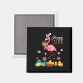 Happy Easter Flamingo mit Ostereier Bysket Hunti Magnet (Vorderseite/Rückseite)