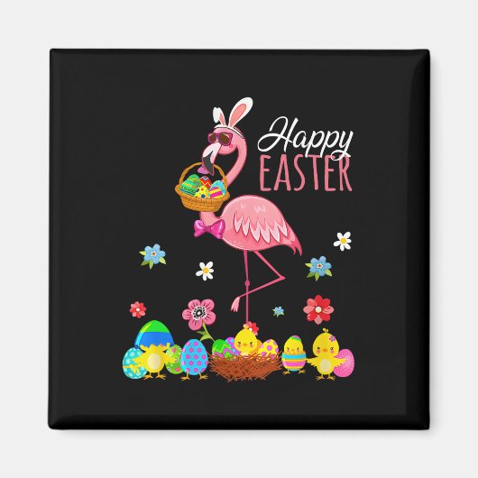 Happy Easter Flamingo mit Ostereier Bysket Hunti Magnet (Vorne)