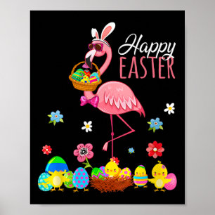 Happy Easter Flamingo mit Ostereier Bysket Hunti Poster