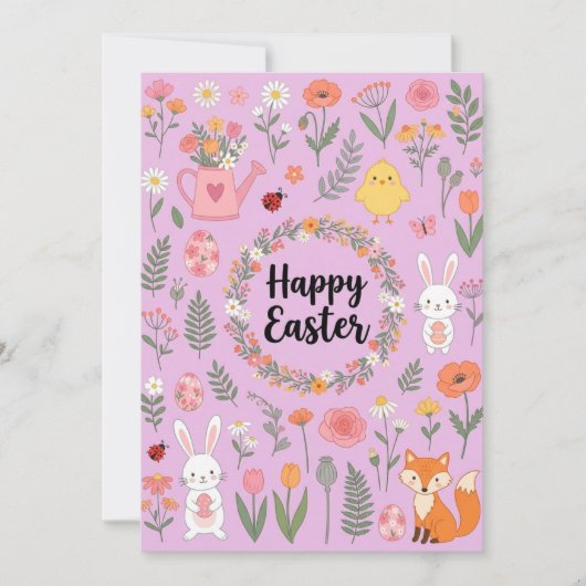 Happy Easter Floral Card  Feiertagskarte (Vorderseite)