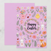 Happy Easter Floral Card  Feiertagskarte (Vorne/Hinten)